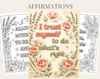 Self Care Affirmation Coloring Pages | Cozy Emotional Self Love Printable (PDF Download)