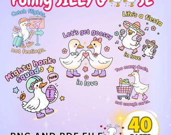 Silly Goose Coloring Pages – Kawaii Art, Funny Quotes (Digital Download)