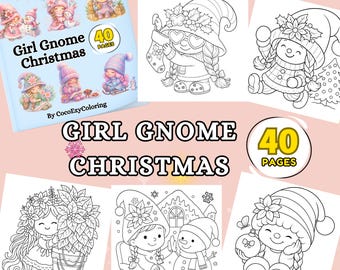 Cozy Girl Gnome Christmas Coloring Pages: 40 PNG Fall & Winter Designs (PDF Download)