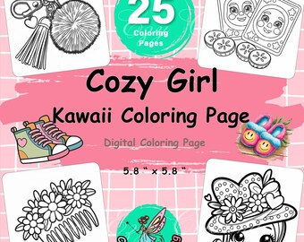 Kawai Cozy Girl Coloring Pages for Kids and Adults (PDF)