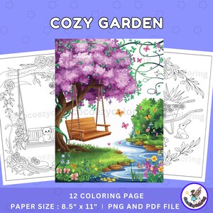 Cozy Garden Coloring Pages,Bold and Easy,Coloring Pages For Adults,Coloring Pages,Relaxing Coloring Pages,Anxiety Coloring,Digital Download