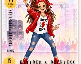 Retired & Reckless Summer Adventures Coloring Book, 25 Fun Retirement Coloring Pages, Grandma Coloring Book, Printable PDF Download