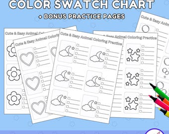Fiches d'exercices de coloriage d'animaux : nuancier à imprimer, mélanges et textures (téléchargement PDF)
