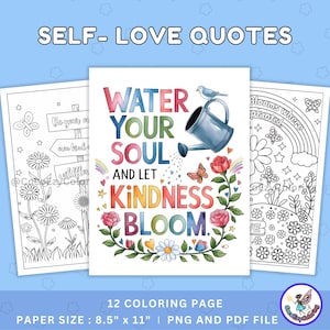 Citações de amor próprio para colorir, páginas para colorir para adolescentes e adultos, imprimíveis de terapia, página para colorir de autoconfiança, páginas para colorir de ansiedade