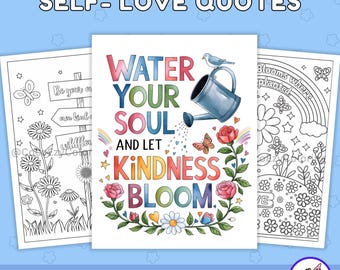 Self-Love Quotes Coloring Pages: Therapy Printables (Digital Download)