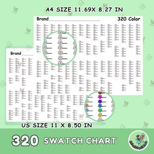 320 Flower Colors Swatch Chart: Acrylic Marker Test Sheet (PDF Download)