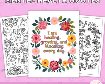 Dibujos para colorear con frases sobre salud mental: Material imprimible para terapia (PDF y PNG)