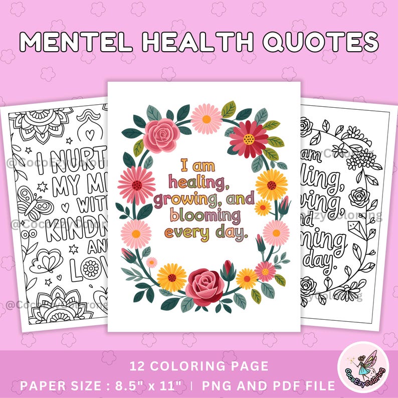 Mental Health Quotes Coloring Pages: Therapy Printables (PDF & PNG) - Etsy