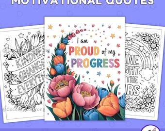 Motivational Quotes Coloring Pages: Therapy Printables (PDF)