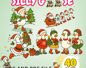Silly Goose Christmas Coloring Pages, Kawaii Holiday Printable (Digital Download)