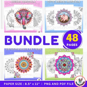 Bundle Mandala Pattern Coloring Pages,Mandala Coloring Pages For Adults,Stress Relief,Relaxing Coloring,Digital Download Printable PDF