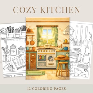 Cozy Kitchen Coloring Pages: Relaxing Adult Printables (PDF Download)