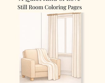Libro para colorear de interiores minimalistas: ilustraciones lineales de una habitación en reposo (PDF y PNG imprimibles)