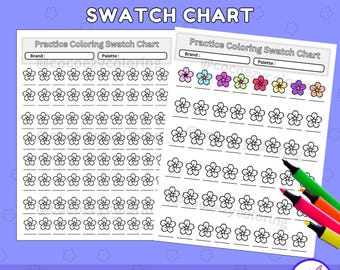 Flower Coloring Swatch Chart: Color Code Tracker (Printable PDF)