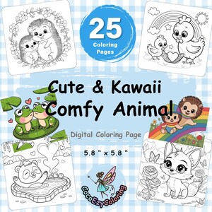 Kawaii Animal Coloring Book: Bold & Easy Designs (Digital Download)