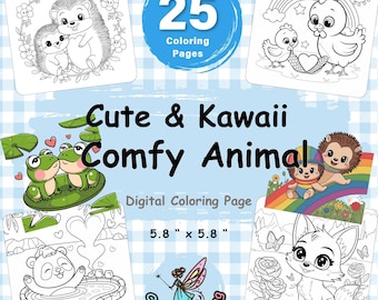 Kawaii Animal Coloring Book: Bold & Easy Designs (Digital Download)