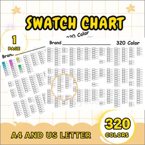 Printable Color Swatch Chart: 320 Colors, Acrylic Marker Test (PDF Download)