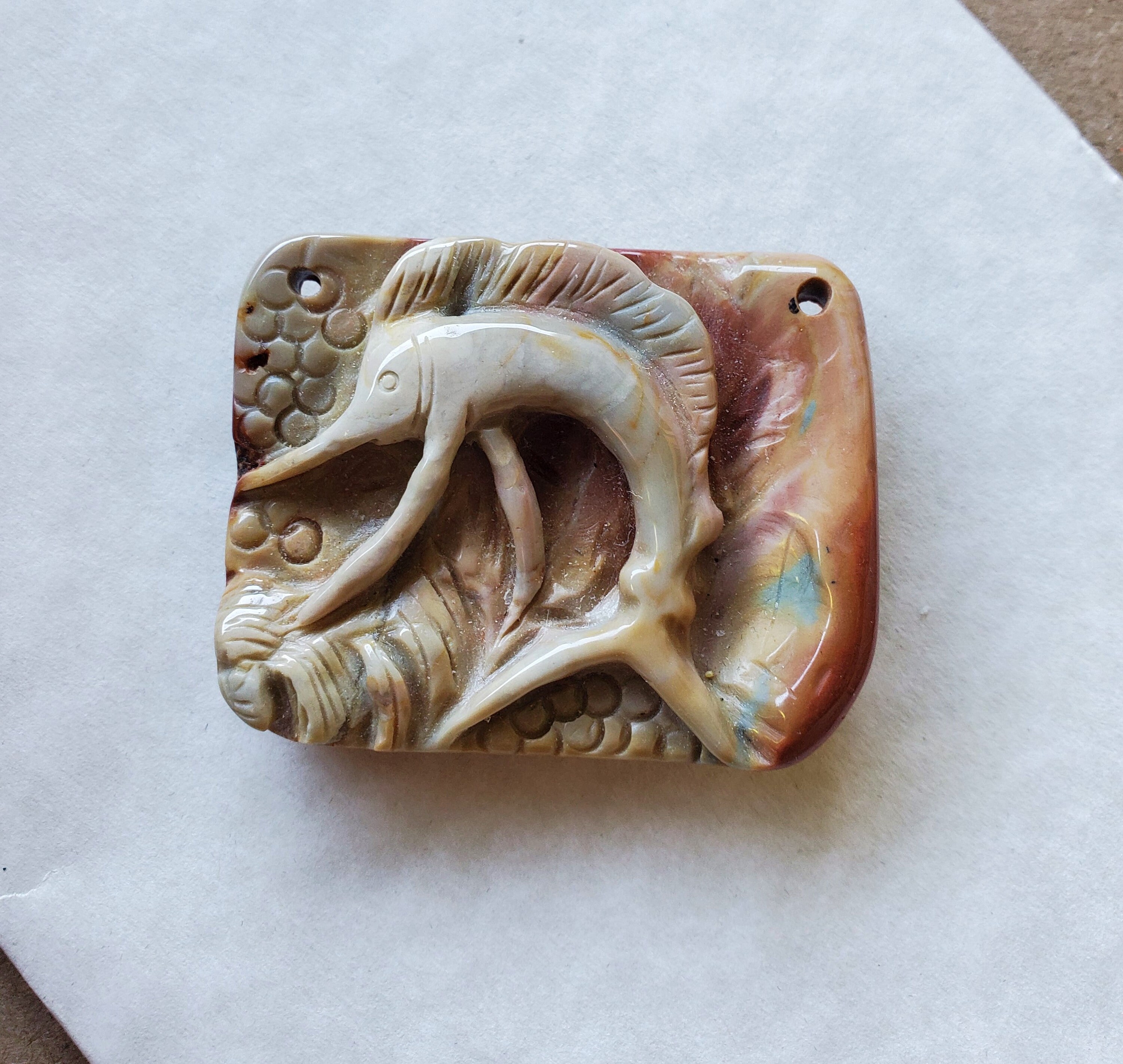 Marlin Swordfish tallado Succor Creek Jasper colgante piedra Etsy