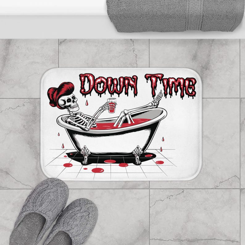 Down Time Rockabilly Gothic Skeleton Vintage Bathtub Bath Mat Etsy Canada