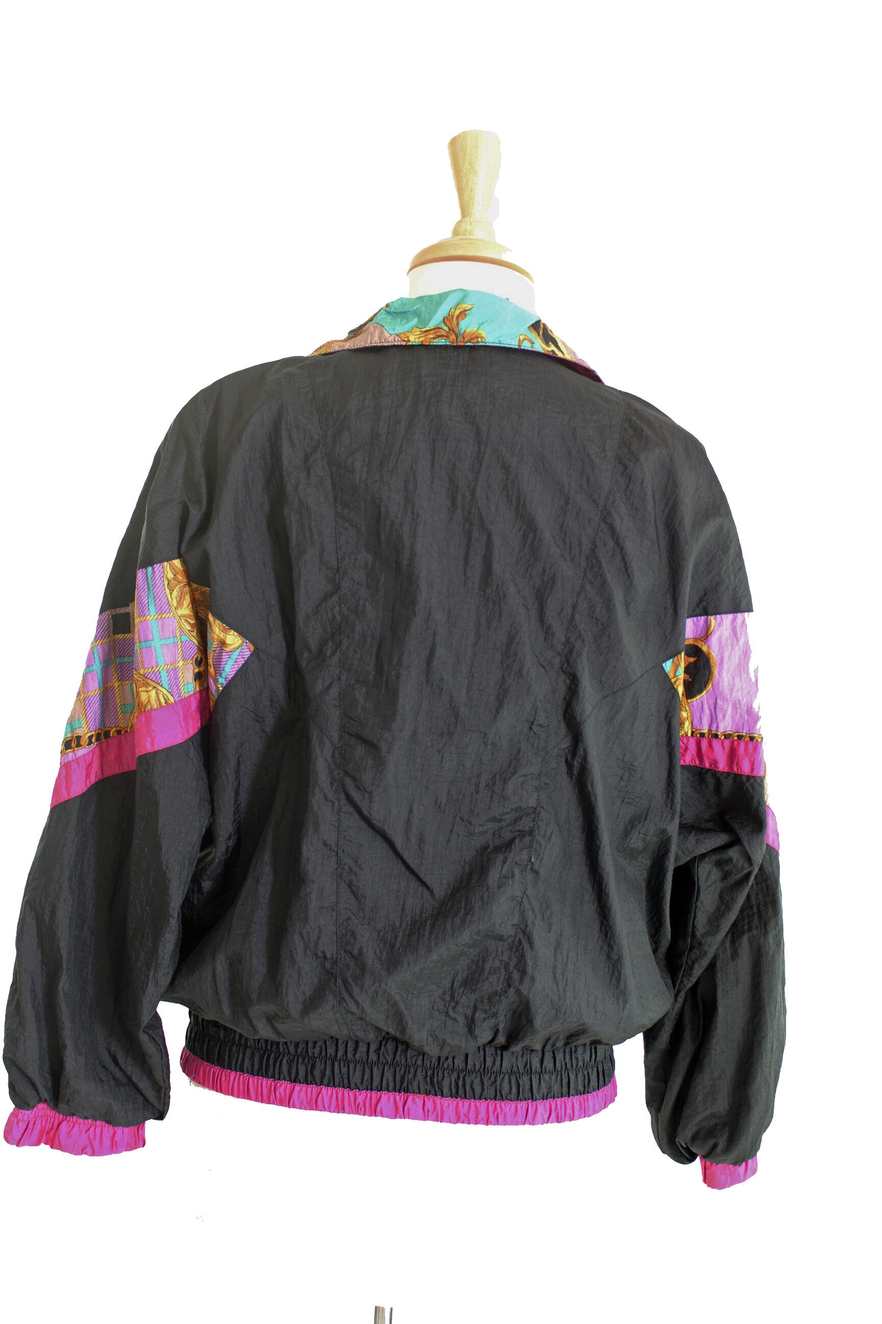 Vintage 90s Scarves Chains Print Windbreaker Jacket S - Etsy