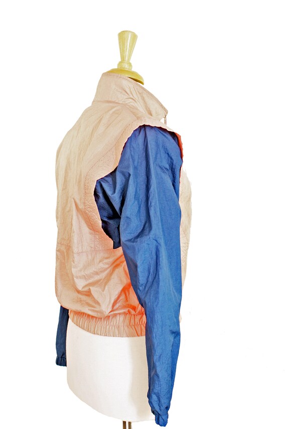 80s Windbreaker Jacket New Wave Peach Gray Made i… - image 4