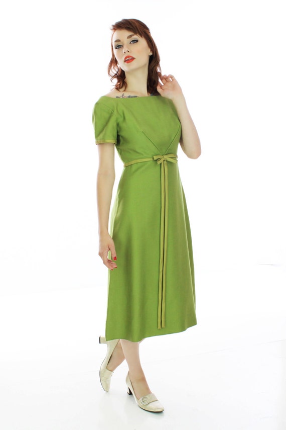 Vintage Pin-up Dress Green Formal Party Cocktail … - image 3