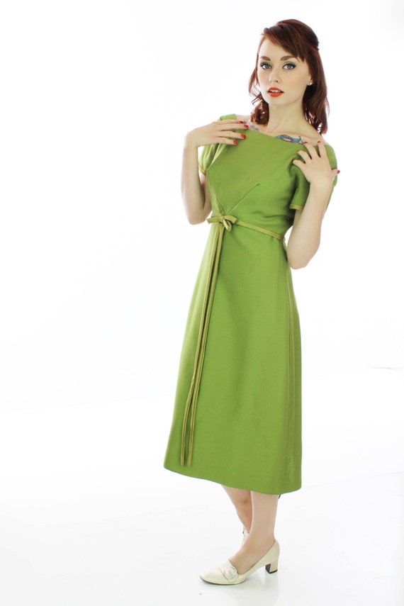 Vintage Pin-up Dress Green Formal Party Cocktail … - image 4