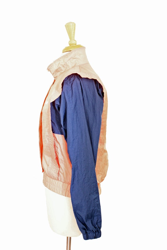 80s Windbreaker Jacket New Wave Peach Gray Made i… - image 3