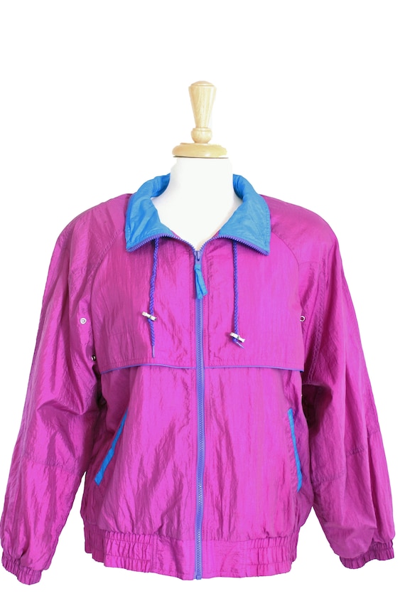 Magenta Purple Blue Windbreaker Jacket 80s 90s Wa… - image 4