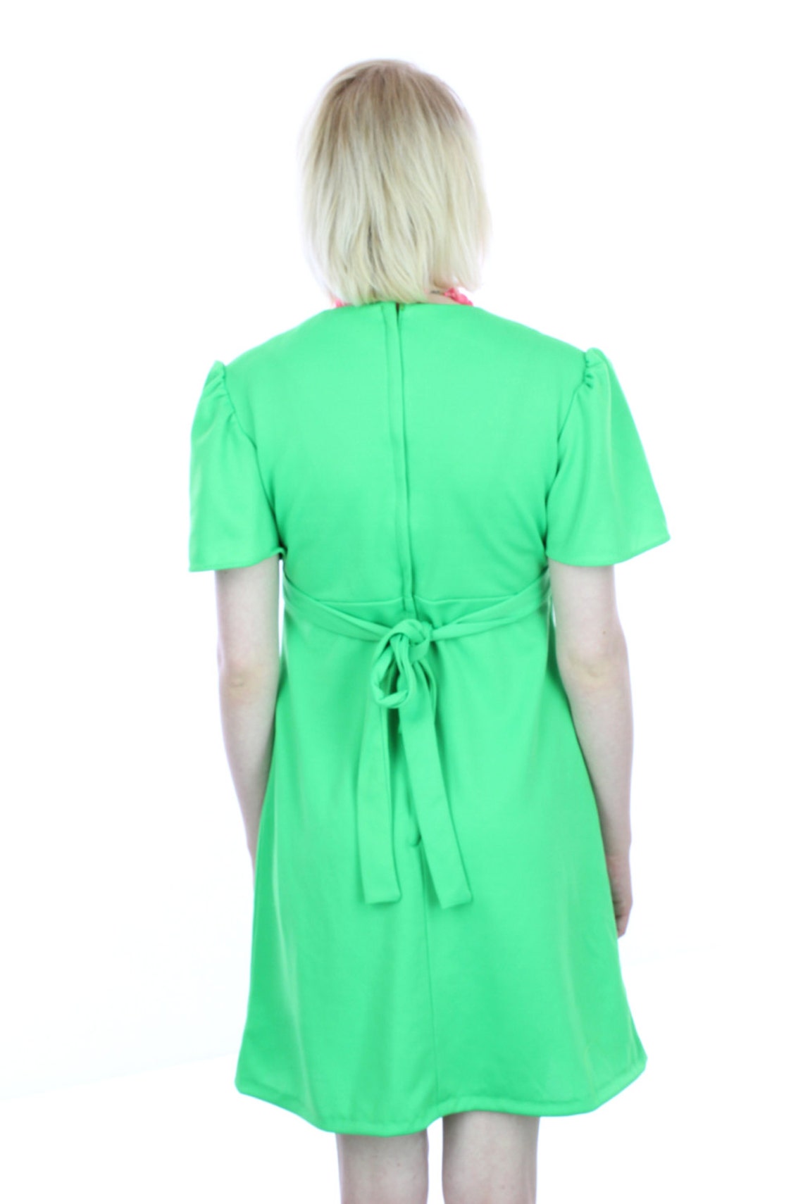 Mod Aline Dress Mini Lime Green Babydoll Flutter Sleeves Etsy