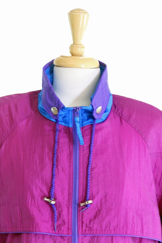 Magenta Purple Blue Windbreaker Jacket 80s 90s Wa… - image 3