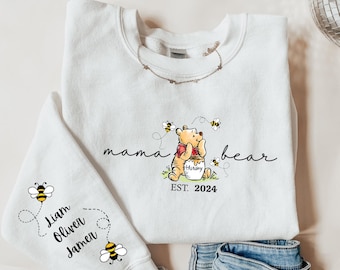 Custom Mama Bear Sweatshirt: Personalized Mom Gift with Kid Name