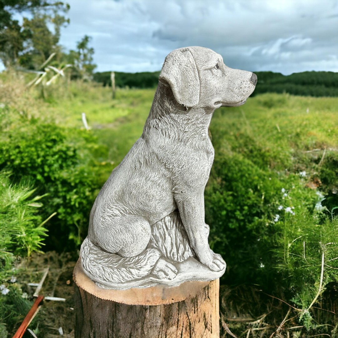 OriginalPaul Skulp & Betondesign Großer Labrador Charly | Frostsichere Gartenfigur Aus Massivem Steinguss | 49x33x19 Cm, 23+ Kg
