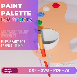 Paint palette for Artists - laser cut files in svg, dxf, pdf, ai - wooden paiting palette - digital download laser for cutting projects