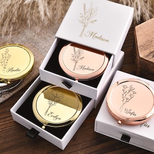 Personalized Compact Mirror,Engraved Bridesmaids Pocket Makeup Mirror,Bridesmaid Gift,Bachelorette party gift,Engraved Pocket Mirror for Her