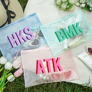 Personalisierte Monogramm Pool Tasche, Schatten Monogramm Pool Tasche, Brautjungfer Strand Geschenktasche, wasserdichte Pool Tasche, Junggesellinnenabschied Aufbewahrungstasche