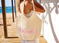 Personalized beach tote bag,Crochet Name Beach Bag,Bridesmaid gift bags,Travel Beach Bag,Wedding favor,Bridal Shower Bag,Trip Gift for Her