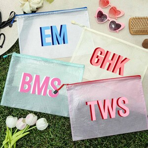 Personalisierte Monogramm Pool Tasche, Brautjungfer Strand Geschenktasche, Schatten Monogramm Pool Tasche, wasserdichte Pool Tasche, Junggesellinnenabschied Aufbewahrungstasche