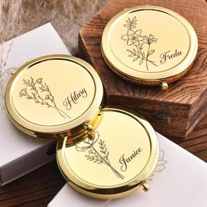 Engraved Bridesmaids Pocket Makeup Mirror,Bridesmaid Gift,Personalized Compact Mirror,Bachelorette party gift,Engraved Pocket Mirror for Her