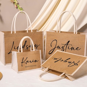 Personalized Bridesmaid Gift bag,Bridesmaid proposal gift bag,Custom Name Burlap Bag,Letter beach tote bag,Beach bag,Bachelorette party bag