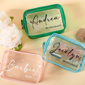 Personalisierte Make-up-Tasche, Brautjungfer Make-up-Tasche Geschenke, Custom transparente Make-up-Tasche, Bachelorette Party Geschenke, Transparente Reise-Make-up-Tasche