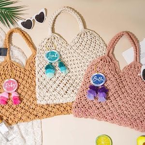 Personalisierte Strand Tasche, Brautjungfer Vorschlag Geschenk, Brautjungfer Party Geschenk, Braut Strandtasche, Mädchen Reisetasche, häkeln Strandtasche