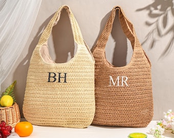 Personalized beach tote bag,Beach straw bag,Custom Straw Raffia Beach Bag,Bridal Shower Bag,Bachelorette party gift bag,Custom initials bag