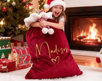 Gepersonaliseerde grote kerstmanzak, kerstcadeautas, kersttas met naam, vakantiecadeauzakje, kerstcadeautas, familiekerstzak, kerstsokzak