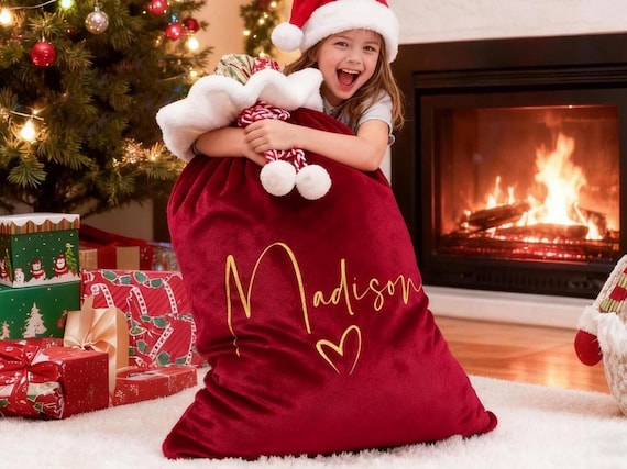 Personalized Large Santa Sack,Christmas Gift Bag,Christmas Bag with Name,Holiday gift bag,Santa Gift Bag,Family Xmas Sack,Xmas Stocking Sack