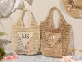 Personalized beach tote bag,Beach straw bag,Bridal Shower Bag,Bachelorette party gift bag,Custom initials bag,Raffia Trip Beach Bag For Her