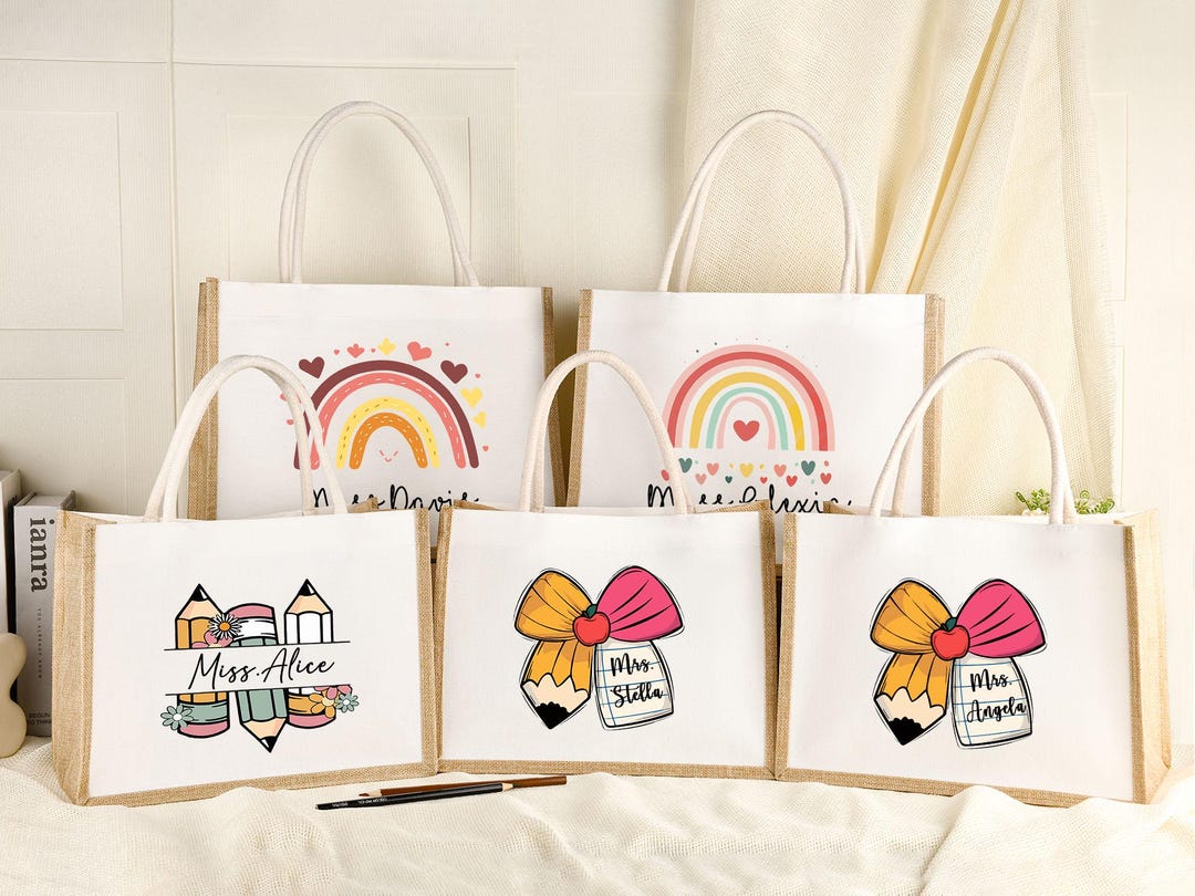 Personalized Teacher Canvas Tote Bag,back to School Teacher Bag,teacher ...
