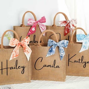 Personalized bridesmaid gift bag,Custom burlap gift bag,Bachelorette party Bag,Monogram beach tote bag,Bridesmaid proposal gift,Beach bag