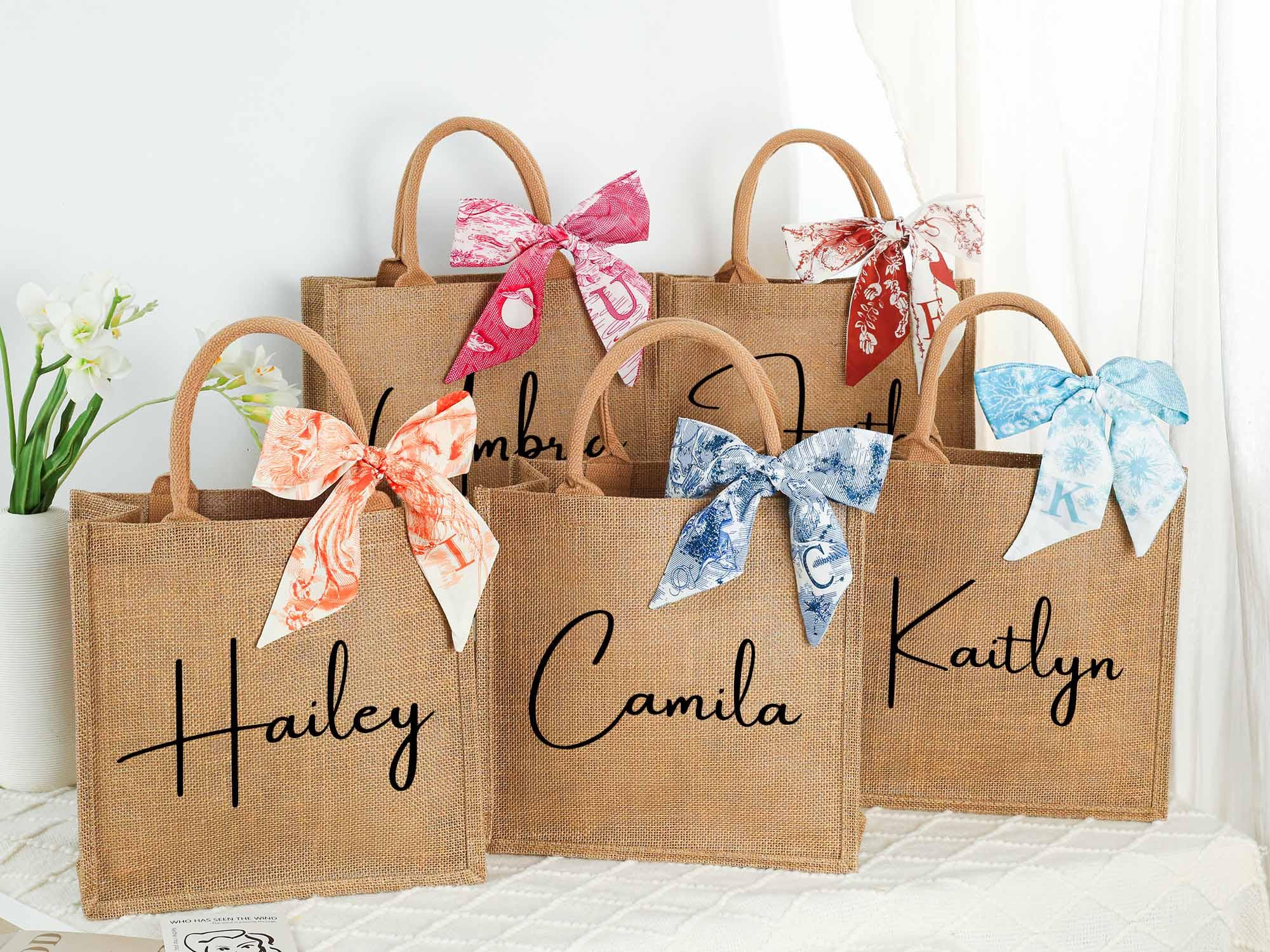 Personalized Bridesmaid Gift Bag,custom Burlap Gift Bag,bachelorette ...