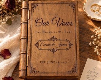 Custom Engraved Wooden Gift Box, Personalized Book Style Memory Box, Christmas Anniversary Gift for Him or Her, Wedding Gift,Engagement Gift